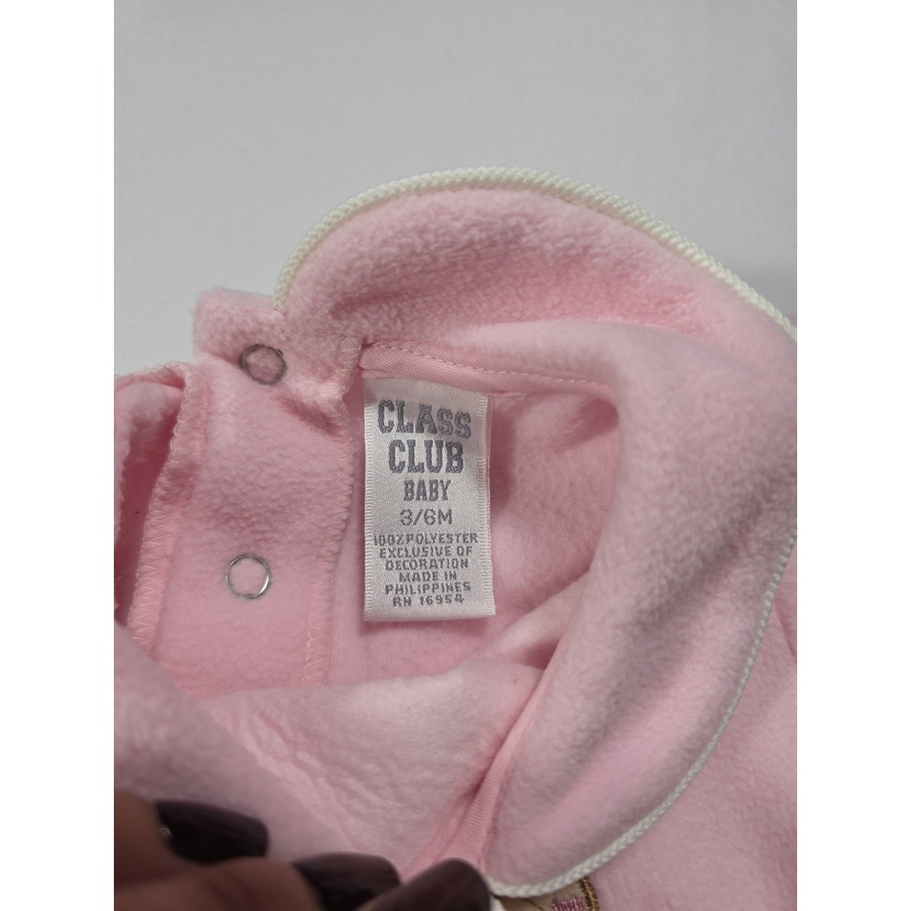 Class Club Pink Fleece Footed Sleeper Baby 3/6M NWT Y2K Bears - Picture 3 of 7